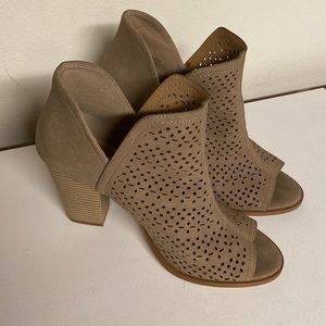 Taupe Laser Open Toe Booties